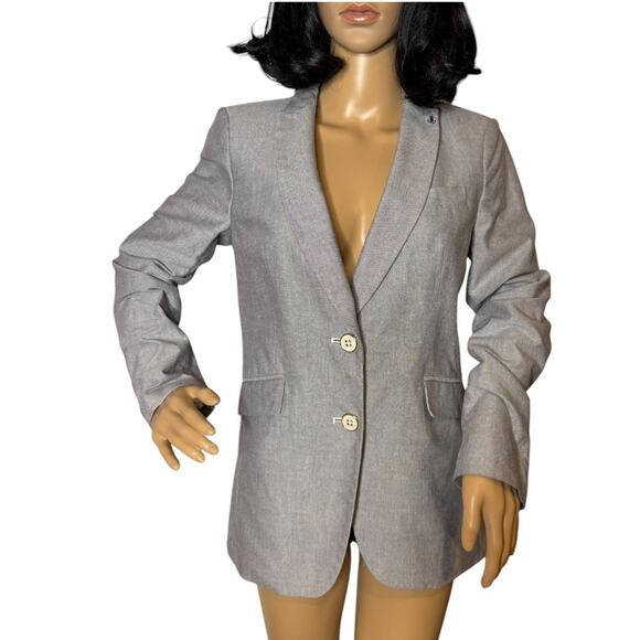 Tommy Hilfiger Two-Button Oxford Chambray Blazer blue preppy chic size 6 - Picture 14 of 16